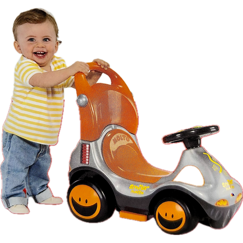 عربة ركوب اطفال عجلات مع ذراع و مقود موسيقي مولتو سمايلر من عمر ١ سنوات