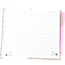 دفتر ملاحظات مسطر ابيض مع غلاف جلد مبطن ملون + قلم حبر جاف ١٥×٩ سم 