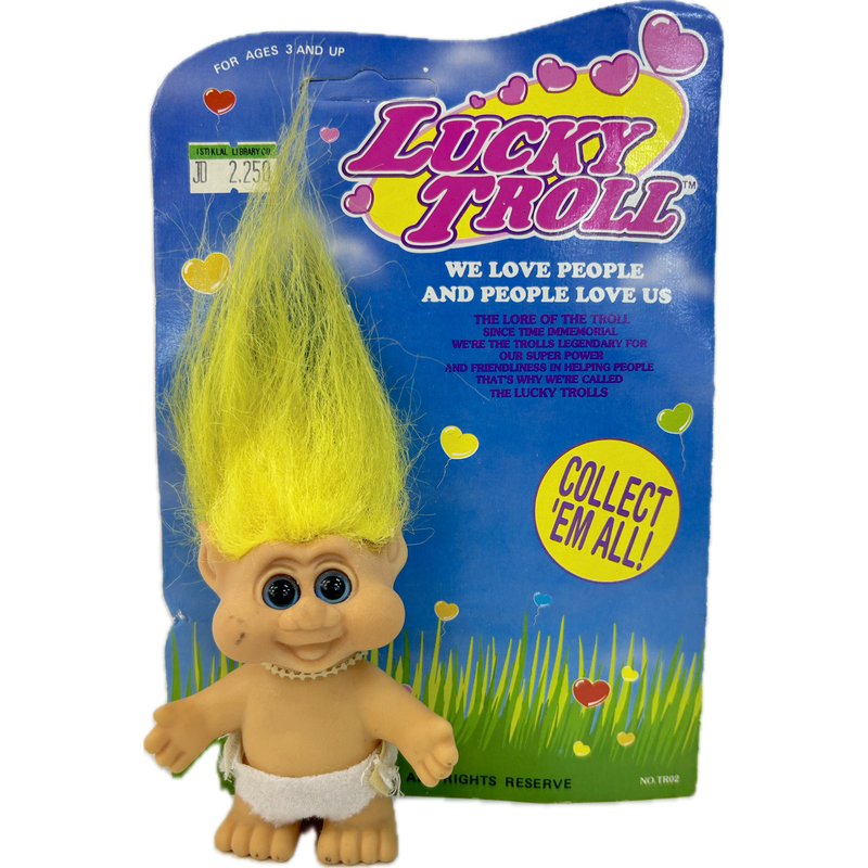 Vintage 1992  Small Lucky Troll Doll Carded Original Packaging - Diaper