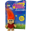 Vintage 1992  Small Lucky Troll Doll Carded Original Packaging - Red Sweater