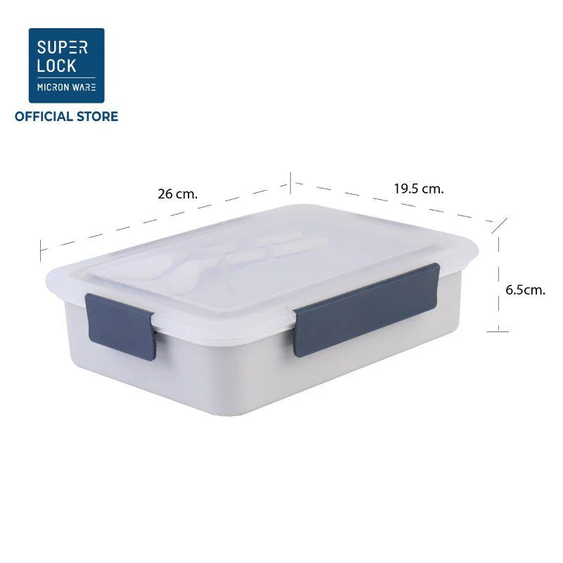 Micron Ware SUPER LOCK Anti-Bacterial 5 Dividers Lunch Box Tupperware with Lid 260x195x65mm