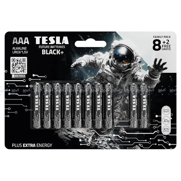 NEW TESLA Future Batteries Black+ Alkaline AAA - Pack of 8+2 FREE