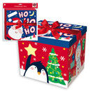 صندوق هدايا ملون مطبوع كريسماس ٢٨×٢٨×٢٨ سم مع غطاء 