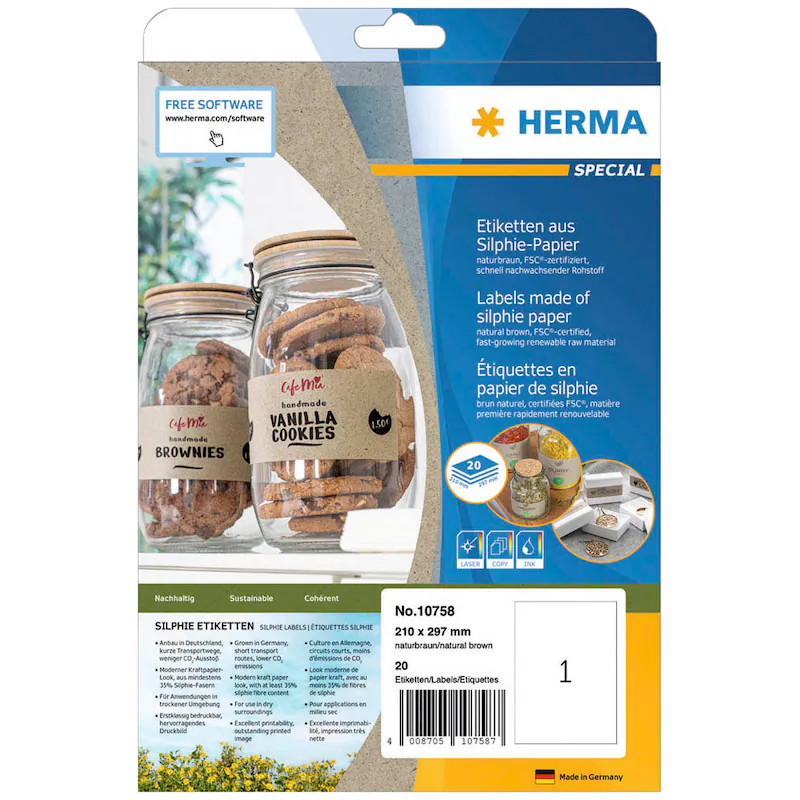 NEW Herma Silphie Kraft Brown Labels - Pack of 20 Sheets