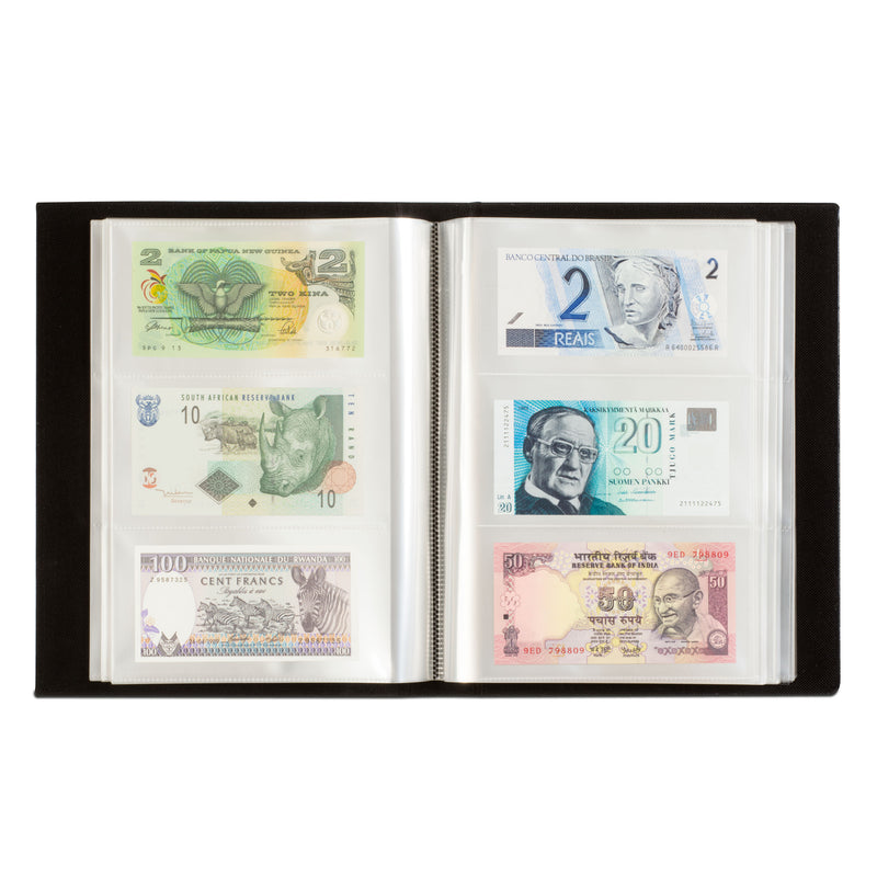 البوم عملة ورقية جلد فاخر مبطن اسود ٢٤٥×٣٣٠×٥٠ ملم ليختروم بانكنوت سعة ١٠٠ صفحة 
Leuchtturm Banknote 
