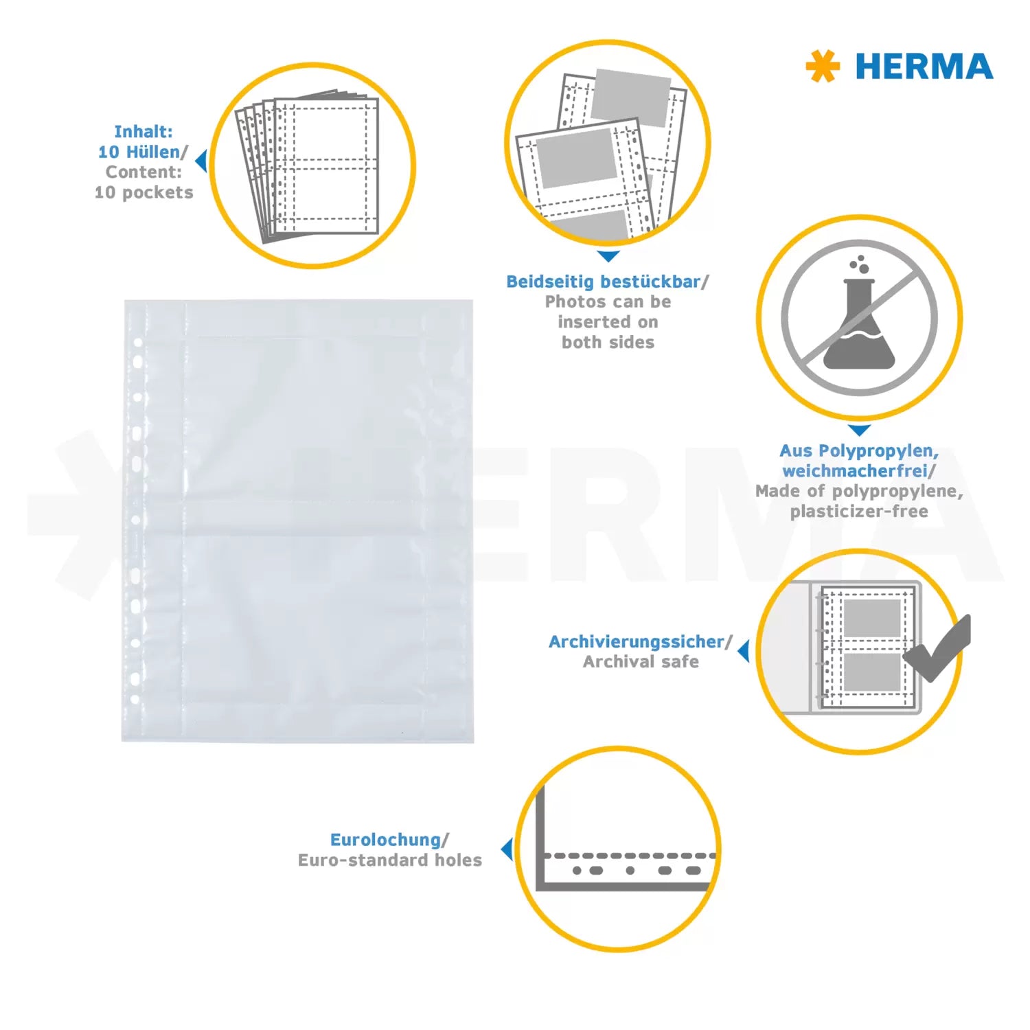 NEW Herma Photo Binder White 10x15cm Pockets 2/Sheet - Pack of 10 Sheets NEW Herma Photo Binder White 10x15cm Pockets 2/Sheet - Pack of 10 Sheets