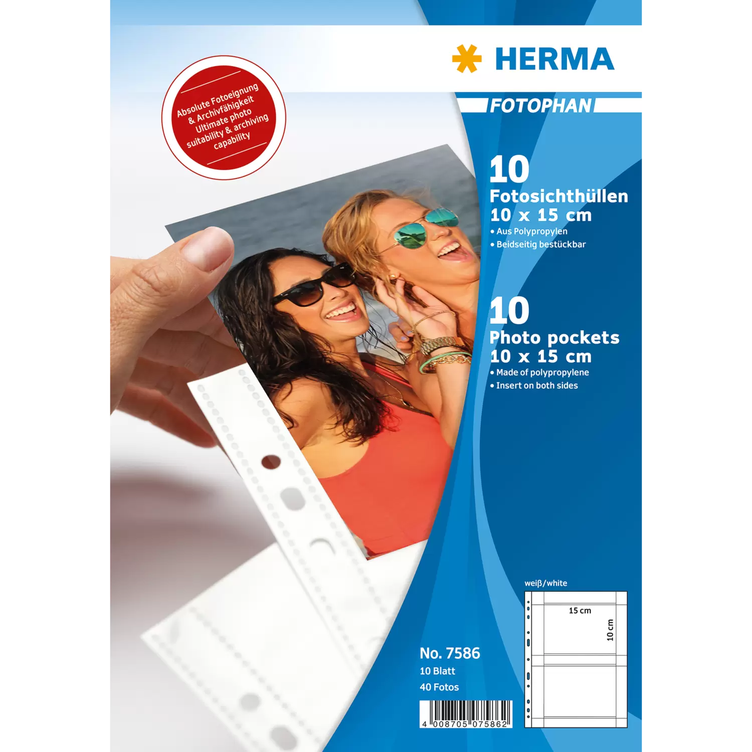 NEW Herma Photo Binder White 10x15cm Pockets 2/Sheet - Pack of 10 Sheets