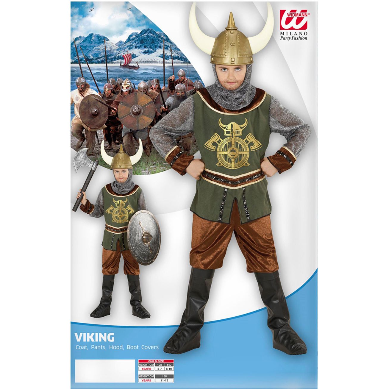 NEW W WIDMANN MILANO Party Fashion Kids Costume Viking 5-7 years NEW W WIDMANN MILANO Party Fashion Kids Costume Viking 5-7 years