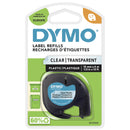Dymo LT Tape 12mm x 4 meters - Black on Transparent Plastic
