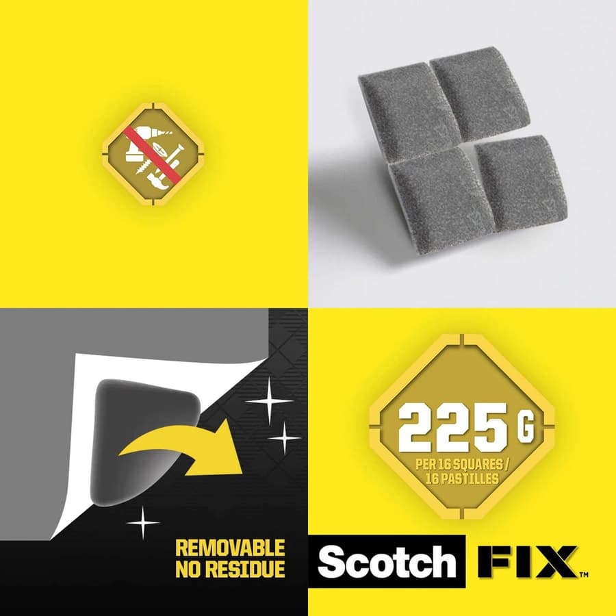 NEW 3M Scotch Fix Mounting Tape Double Face removable squares 12,7 x 12,7 mm - Pack of 64 NEW 3M Scotch Fix Mounting Tape Double Face removable squares 12,7 x 12,7 mm - Pack of 64