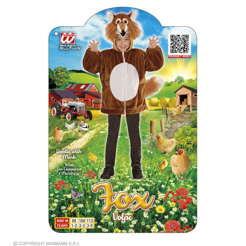 NEW W WIDMANN MILANO Party Fashion Kids Costume Fox Hoodie with Mask