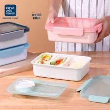 Micron Ware SUPER LOCK Lunch Box Tupperware with Dipping Sauce Cup & Lid 224x165x70mm