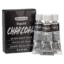 NEW Schmincke Liquid Charcoal 15ml Tubes - Set of 3
