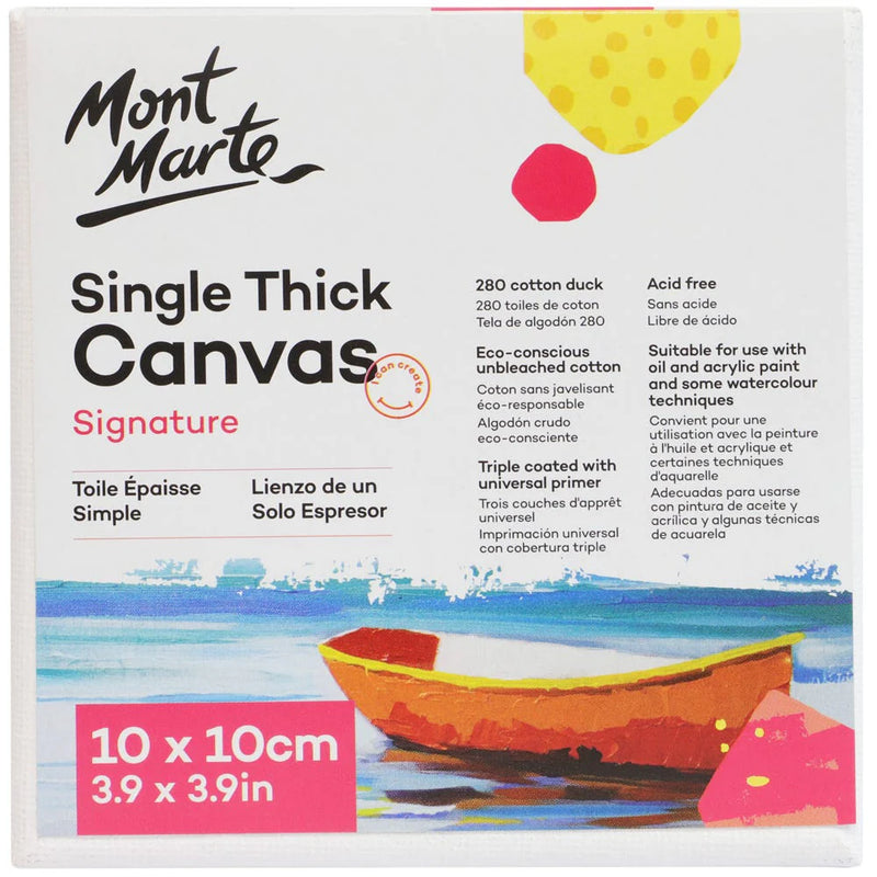 NEW Mont Marte Signature 280g Single Premium Cotton Primed & Stretched SQUARE Canvas