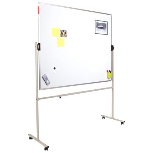 NEW Bi-Office Aluminium Frame Magnetic Whiteboard with ROCADA Revolving Mobile Stand with Wheels