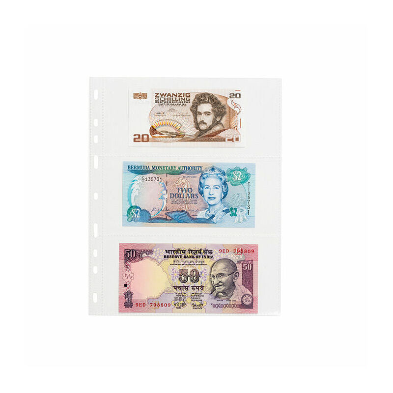 NEW Refill Leuchtturm OPTIMA SH252-3C Banknote Sheet Clear 3 Pockets 180x77mm - Pack of 10 Sheets