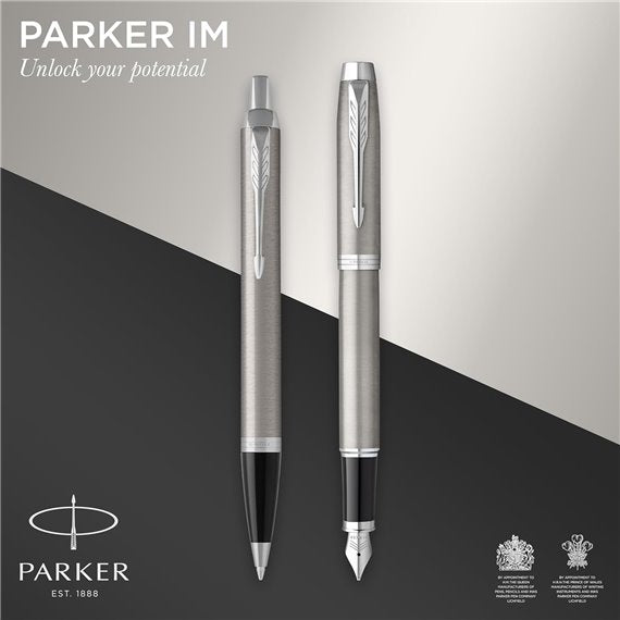 NEW Parker IM DUO Silver Steel CT Fountain Pen + Ballpoint Pen in a Gift Box