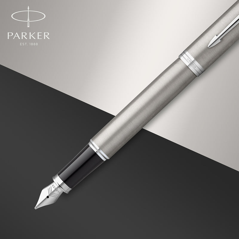 NEW Parker IM DUO Silver Steel CT Fountain Pen + Ballpoint Pen in a Gift Box