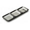 Sabert Mozaik Disposable Plastic Catering Mini Set of 5 Large Silver Trays 6.5x19cm + 15 Assorted Colors 6x6cm Mini Plates - Pack of 20