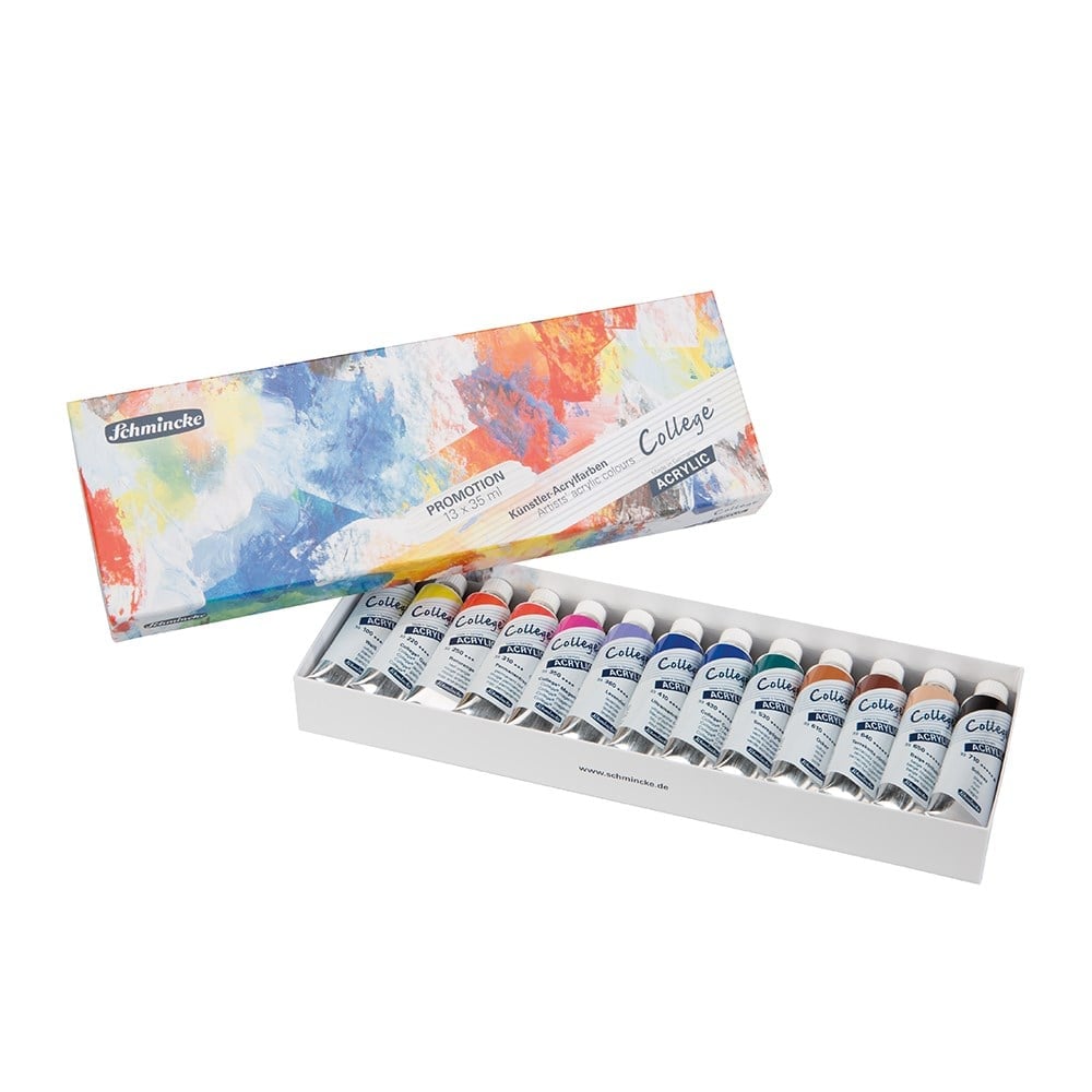 NEW Schmincke College Artists's Acrylic Colours Set 13x35 ml - Limited Quantity NEW Schmincke College Artists's Acrylic Colours Set 13x35 ml - Limited Quantity