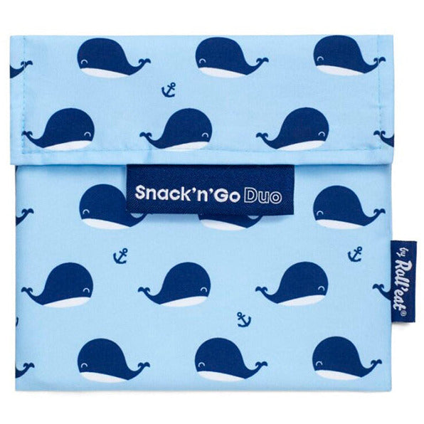 NEW Roll'eat Snack'n'Go Duo Reusable Snack Bag with 2 Compartments 18x18cm - Animals