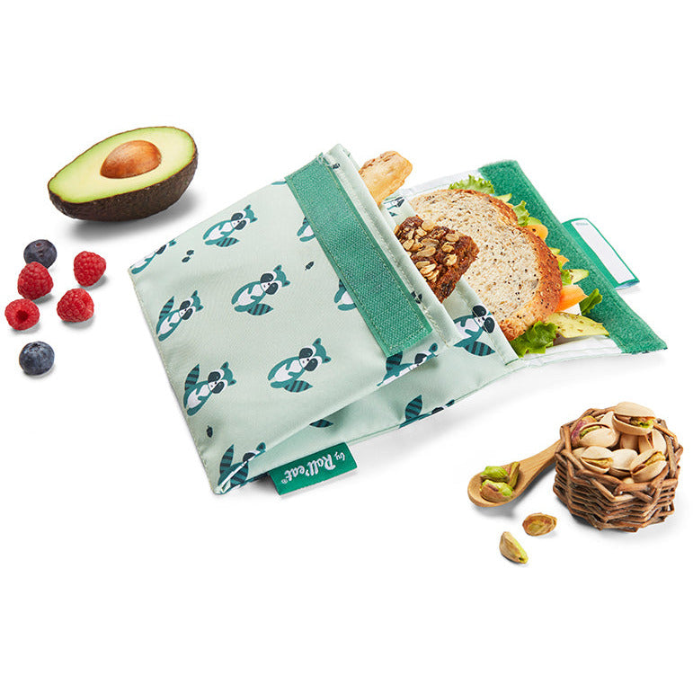 Roll'eat Snack'n'Go Duo Reusable Snack Bag with 2 Compartments 18x18cm - Animals
