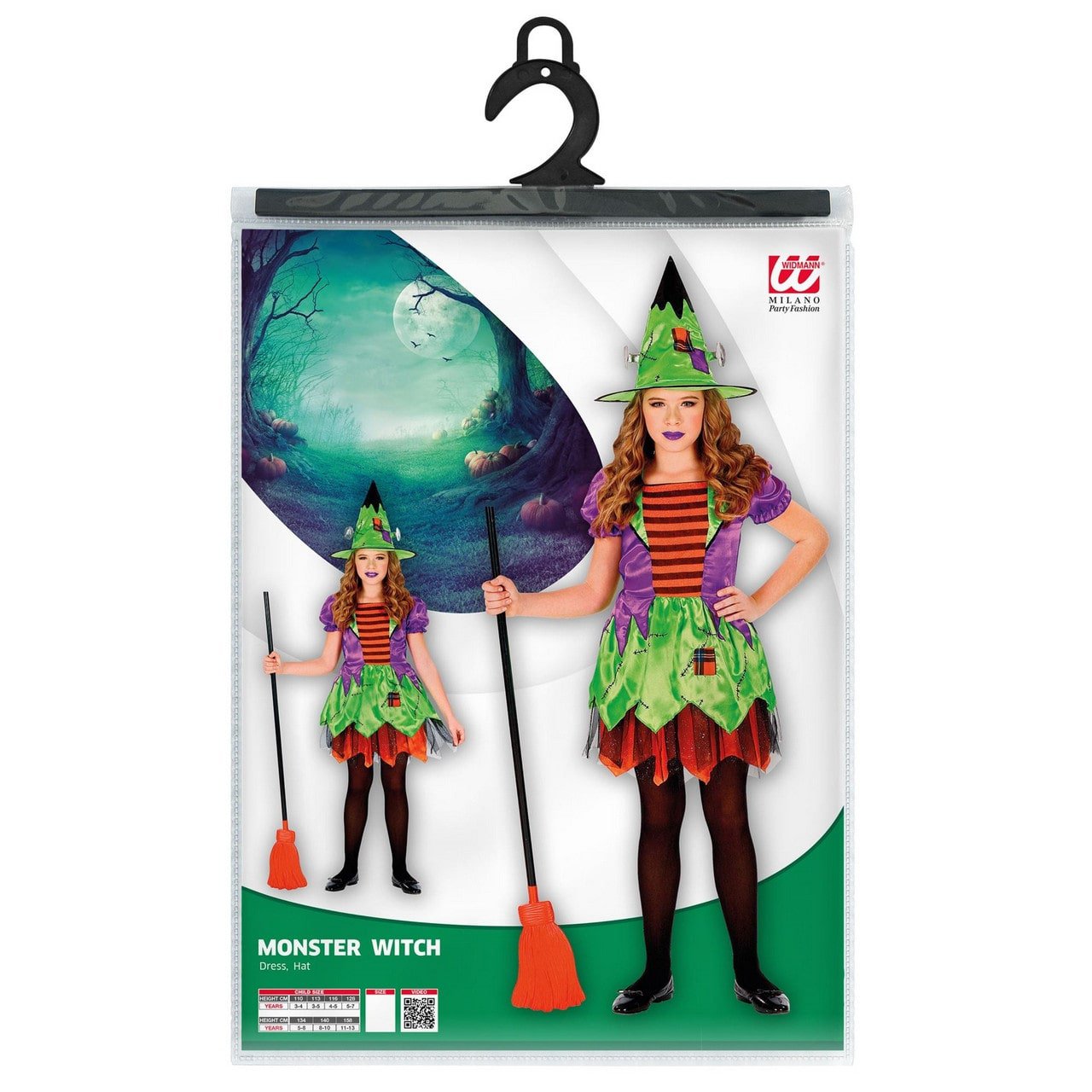 NEW W WIDMANN MILANO Party Fashion Kids Costume Monster Witch NEW W WIDMANN MILANO Party Fashion Kids Costume Monster Witch