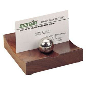 Bestar Solid Wood Desk Business Card Holder with Ball Bearings - Walnut