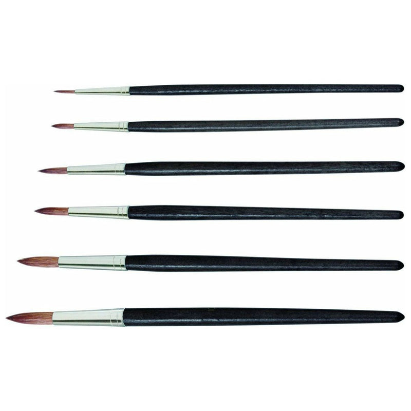 Reeves Acrylic & Watercolor Round Pony Hair Brushes Set - Pack of 6
