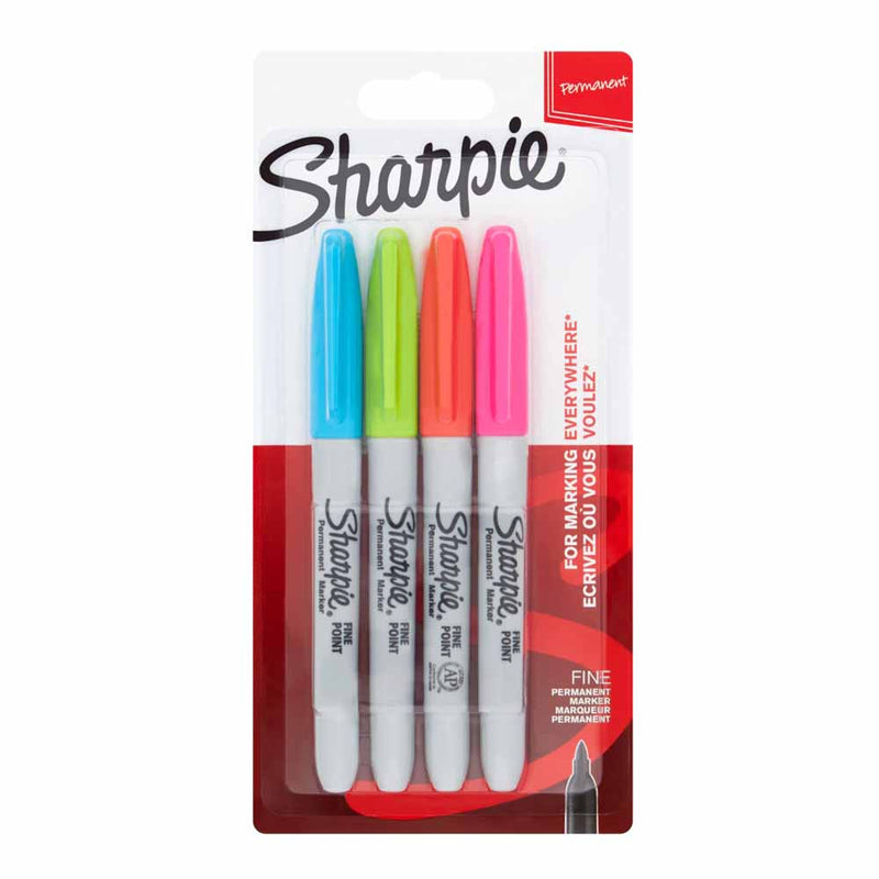 Sharpie Fine Permanent Markers Bright Colours - Pack of 4