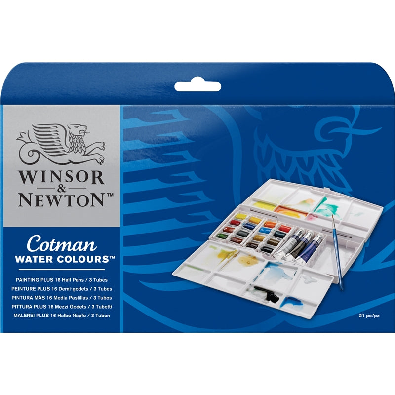 Winsor & Newton Cotman Water Color Painting Plus - 16 Half Pans + 3 Tubes