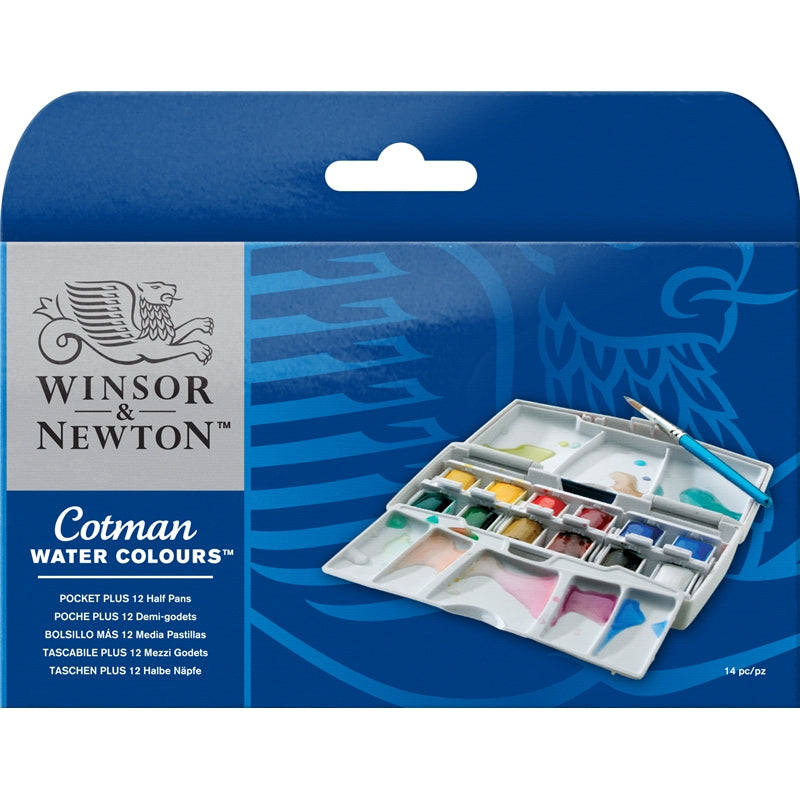 Winsor & Newton Cotman Water Color Pocket Plus - 12 Half Pans