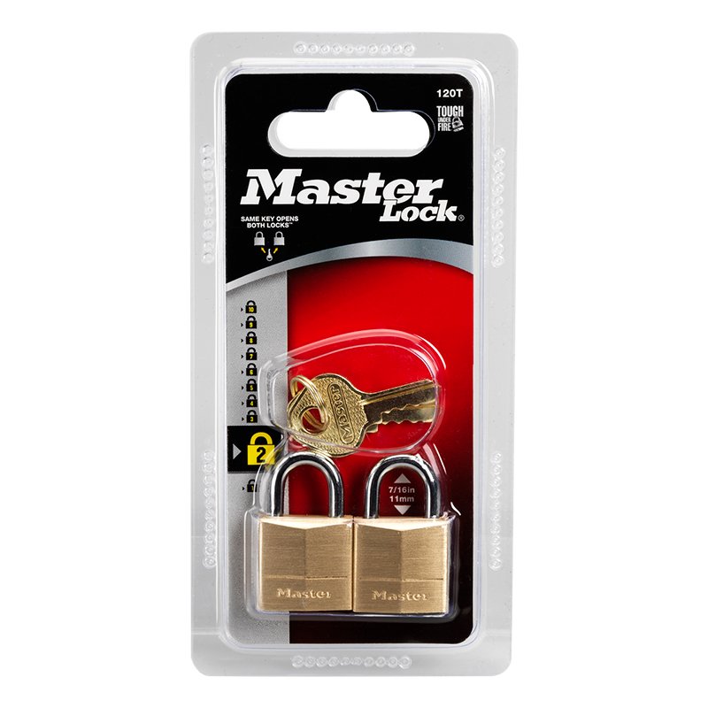 Master Lock 20mm Brass Padlock with Keys - Pack of 2