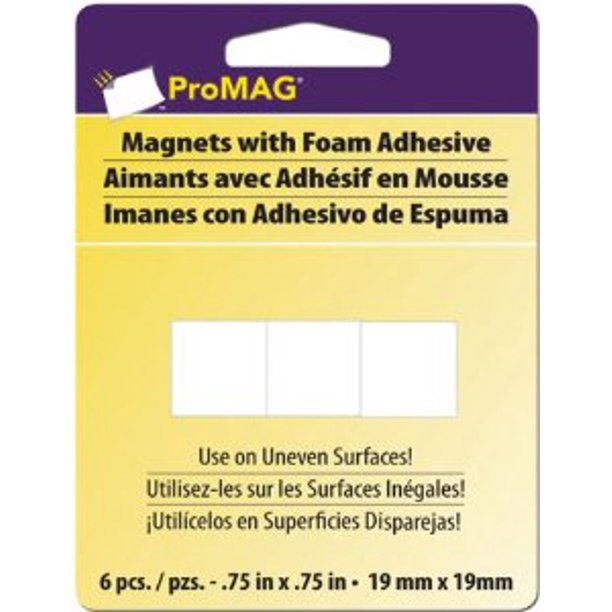 ProMag Square Magnets with Foam Adhesive 19 x 19 mm - Pack of 6