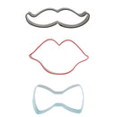 Wilton Cookie Cutter Set Bow-Tie, Moustache & Lips - Pack of 3