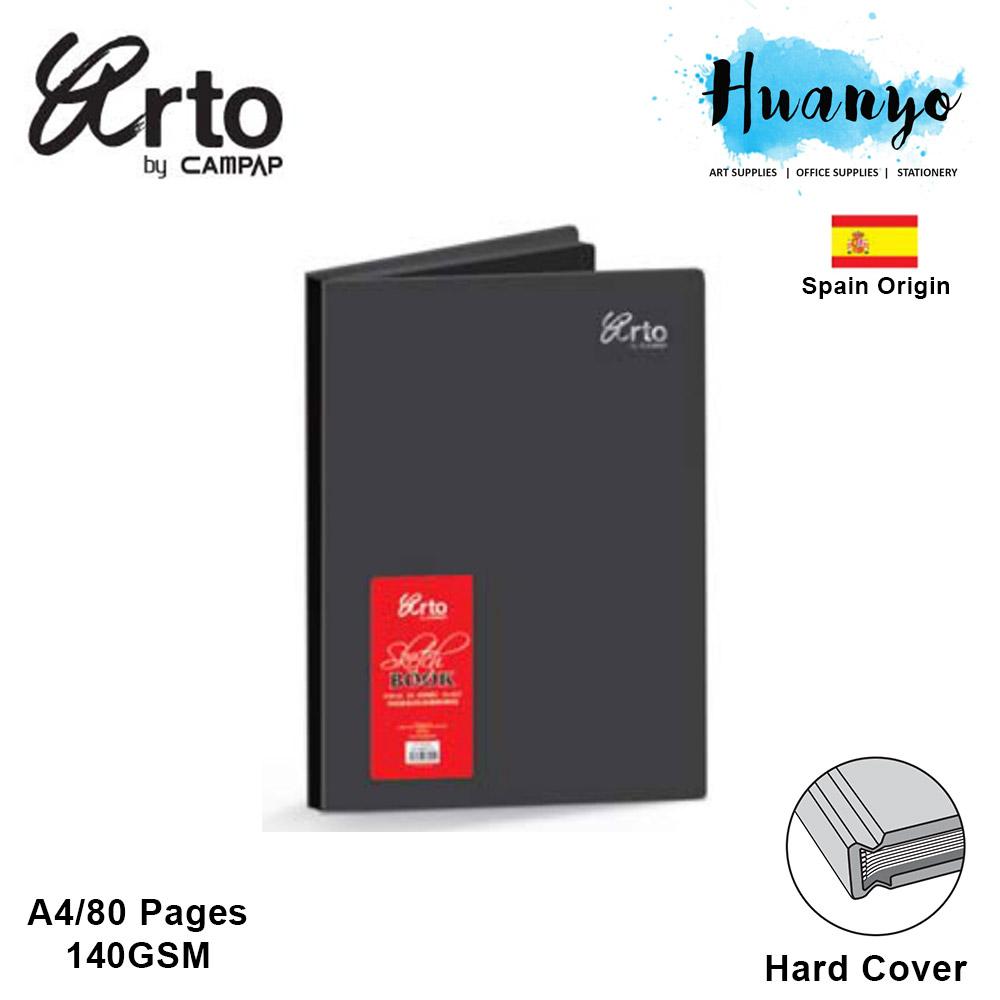 CampAp Arto Black Paper Hard Cover Sketch Book 140g - A4