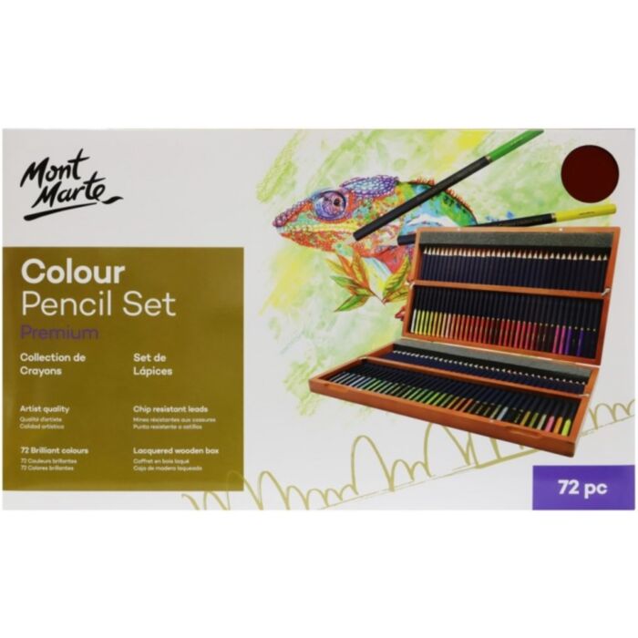 أقلام رسم ملونة خشبية جودة عالية مونت مارت بريميوم صندوق خشبي ٧٢ قلم