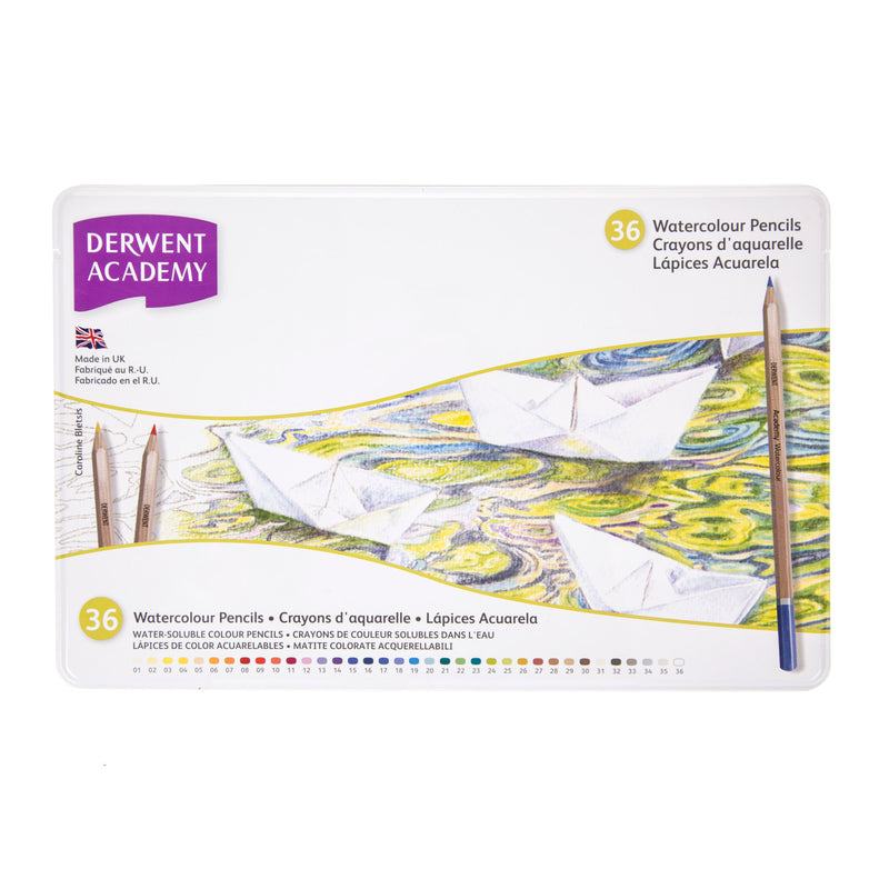 Derwent Academy Blendable Multicolour Artist’s Pencils & Watercolor Pencils  - Tin Set
