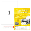 Top Stick A4 Labels 1 Per Sheet 210mm x 297mm - 25 Sheets