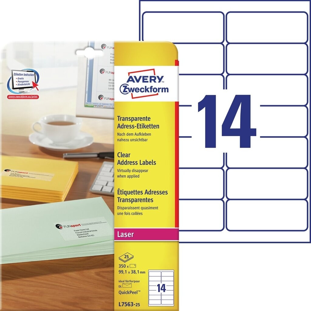 Zweckform Laser Transparent Labels Printable A4 Sheets - Pack of 25 ...