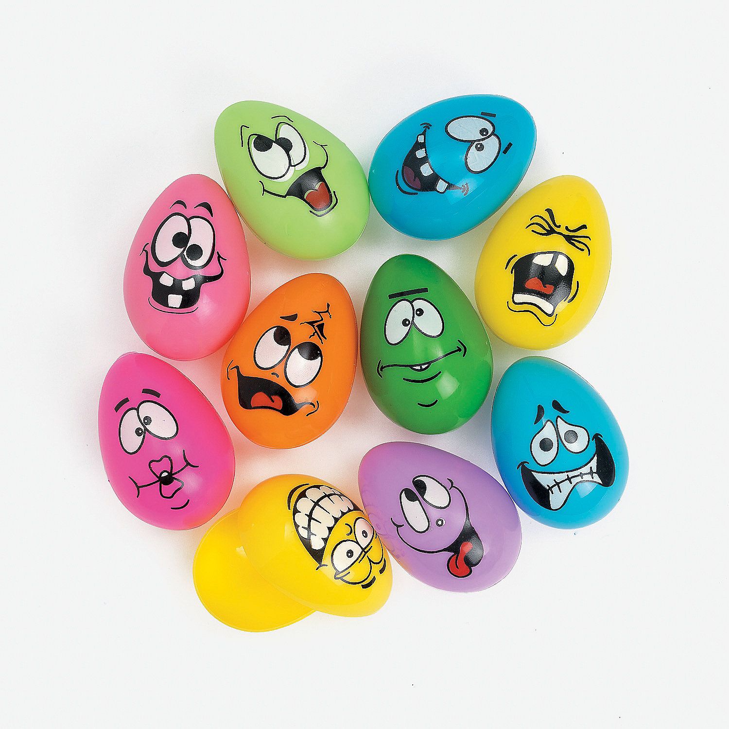 Crazy Face Expressions Easter Eggs - Pack of 10