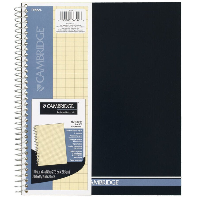 Cambridge Side-Spiral Square Ruled Writing Pad 70 Sheets A4 - Ivory ...
