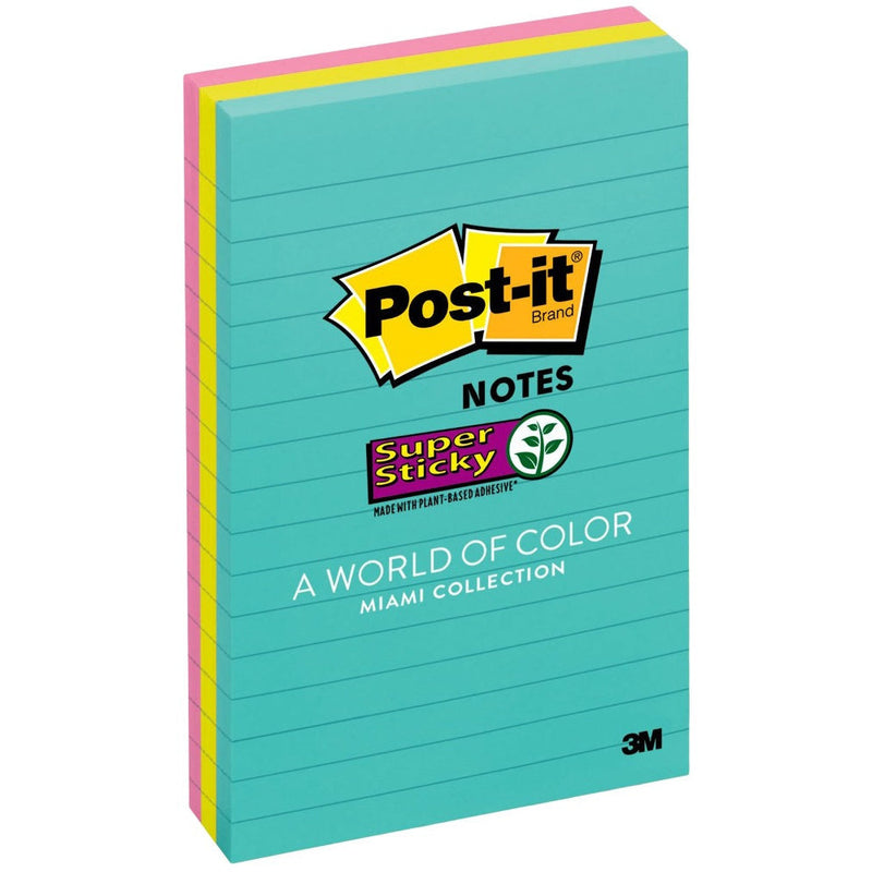 3M Post-it® Lined Sticky Notes 4"x6" - Pack of 3 Colored