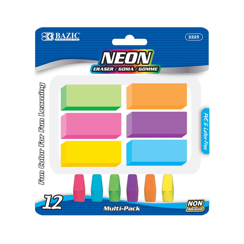 Bazic Neon Erasers / Pack of 6 + 6