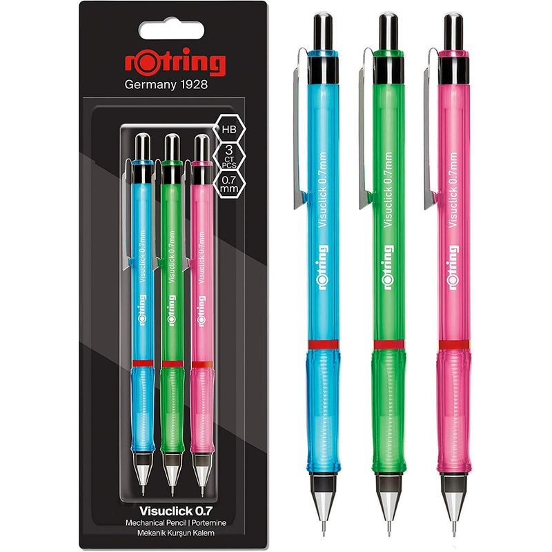 Rotring Visuclick Mechanical Pencil 0.7 mm - Pack of 3 - Assorted Colors