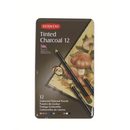 Derwent Tinted Charcoal Watersoluble Professional Quality Charcoal Drawing Pencils - Tin Set