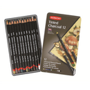 Derwent Tinted Charcoal Watersoluble Professional Quality Charcoal Drawing Pencils - Tin Set