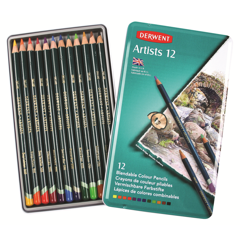 Derwent Artists Drawing & Colouring Pencils Ideal For Blending & Layering Professional Quality - Tin Set