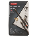 Derwent Graphic Graphite Drawing Pencils Professional Quality Black- Tin Set