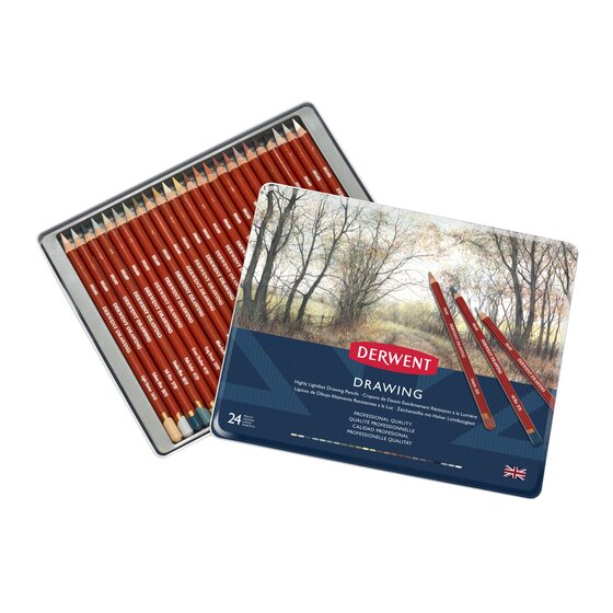 Derwent Drawing Colouring Pencils Drawing & Writing Ideal For Illustrating & Detailing Professional Quality - Tin Set